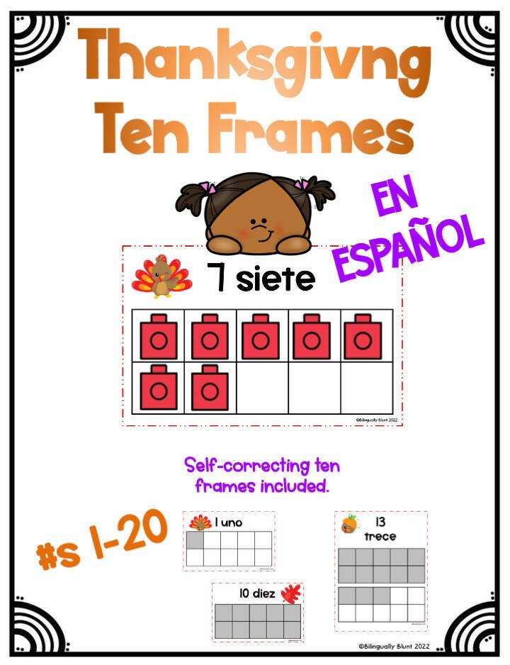 Thanksgiving Ten Frames Spanish Bilingual Marketplace