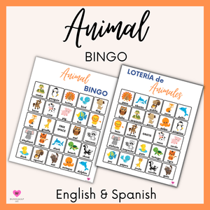 Animal BINGO - English & Spanish vocabulary