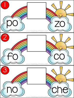Spanish: Rainbow Theme Syllable Learning Stations (Set 1 &  2)
