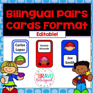 Bilingual Pairs Cards Format Editable (Dual Language)