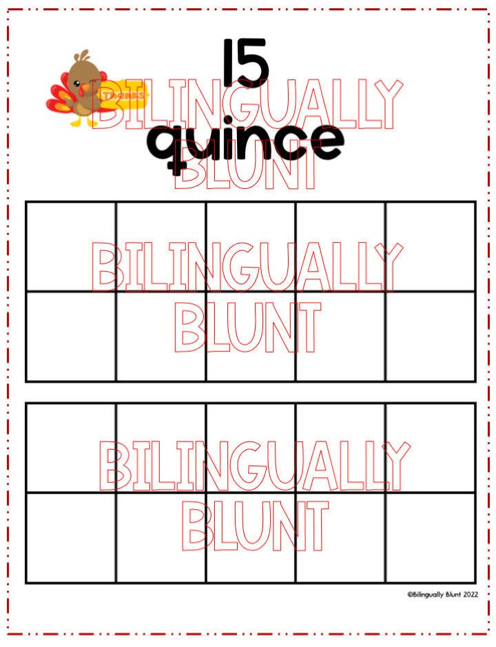 Thanksgiving Ten Frames Spanish Bilingual Marketplace