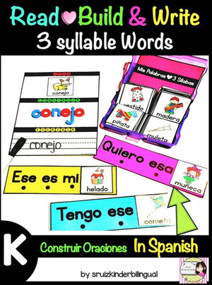 READ, BUILD & WRITE 3 Syllable Words In Spanish