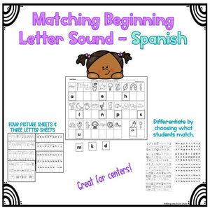 Matching Beginning Letter Sound - Coincidir sonido inicial y letras