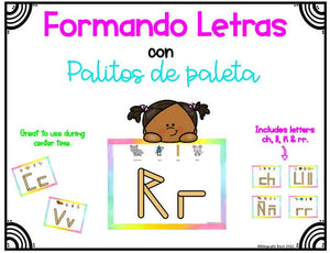 Formando letras con palitos de paleta