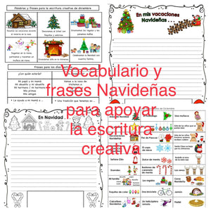 Actividades de Navidad Escritura y Matemáticas K-3 Para un programa Dual Español