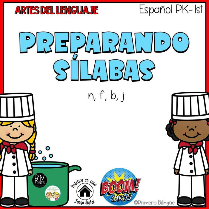 Preparar sílabas con n, f, b, j Boom Cards