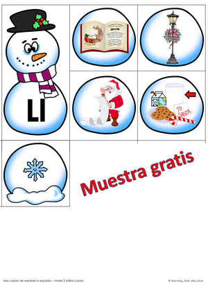 Centro festivo Navideño (apilable) "Muñeco de Nieve" Abecedario A-Z con actividad