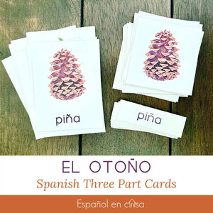 El otoño Three-part Montessori Cards | Fall Theme | Autumn | Hands-on Learning | Spanish Homeschooling | Spanish Immersion