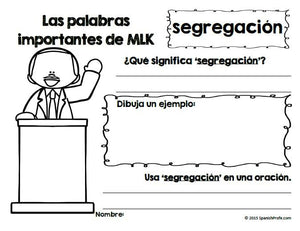 Martin Luther King Jr. Day in Spanish (dia de MLK) espanol- actividades