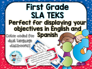 1st grade SLA TEKS cards in English and Spanish