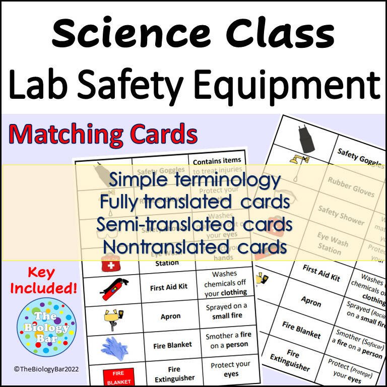 Lab Safety Equipment Matching Cards – Bilingual Marketplace