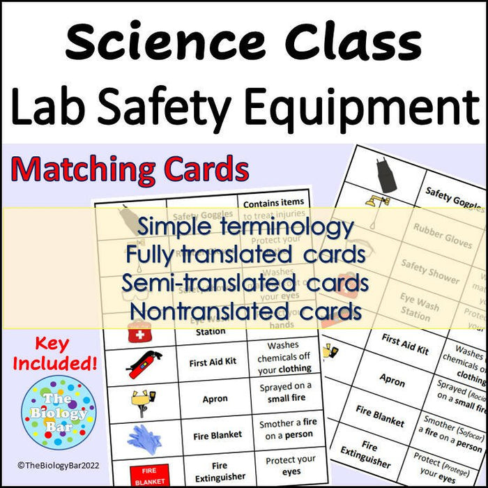 Lab Safety Equipment Matching Cards