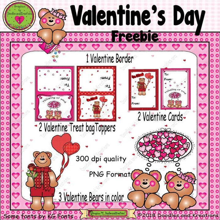Valentine's Day Free Graphics and Bonus Cards and Toppers