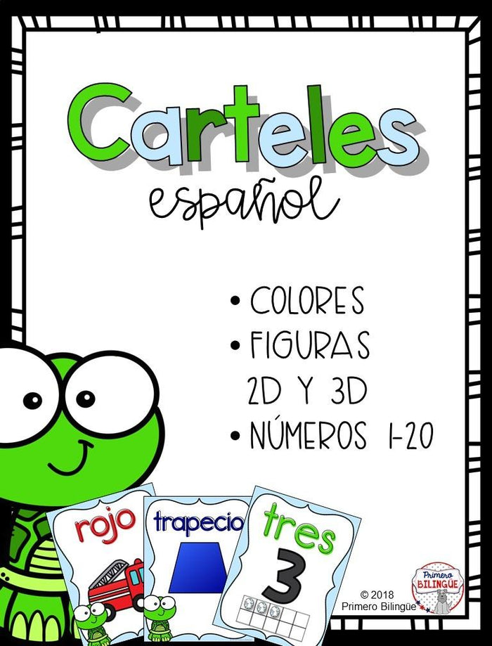 Baby turtle theme Posters for Spanish classrooms