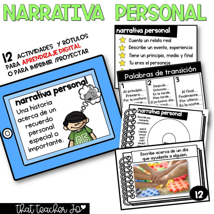 Actividades para Narrativa Personal - Aprendizaje Digital