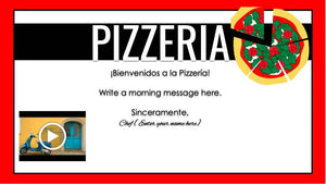 Pizzeria Classroom Transformation Spanish Google Slides