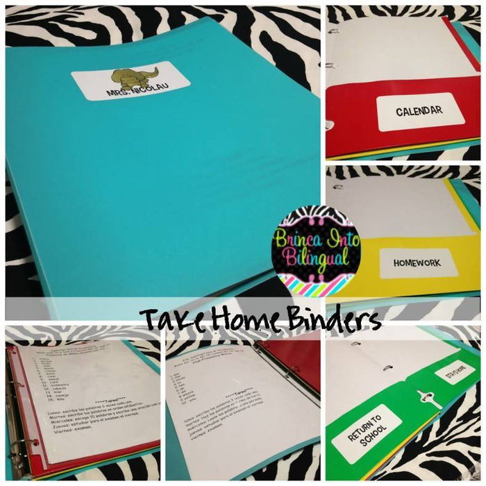 FREE Take Home Binder or Folder Labels in SPAN & ENGL