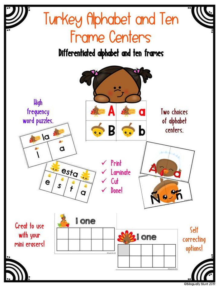 Turkey Alphabet and Ten Frame Centers