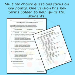 Biology Cell Differentiation & Regulation Reading and Writing