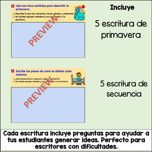 Writing prompts in Spanish for Google Classroom