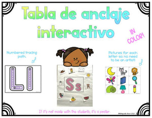 Tabla de anclaje interactivo – Spanish Alphabet Interactive Anchor Chart COLOR
