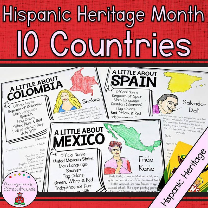 Hispanic Heritage Month- 10 Countries and their Flags – Bilingual 