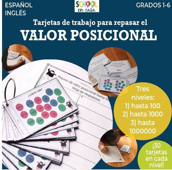 Tarjetas de repaso del valor posicional: Niveles 1-3 (Place Value Review Task Cards: Bundle of Levels 1-3)