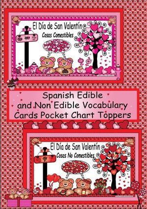 Spanish Valentine's Day Edible and Non Edible Vocabulary Cards