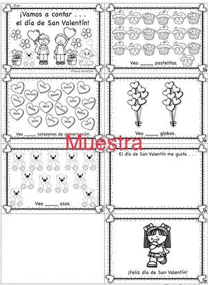 Contando el día de San Valentín # 1-20 Mini-folleto (Prek, Kinder, Primero)