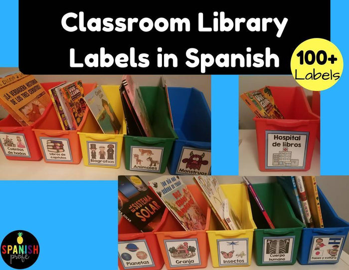 Classroom Library Labels in Spanish (Tarjetas para libros)