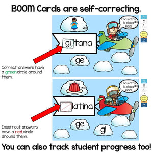 BOOM Cards Sílabas iniciales letra Gg suave-ge,gi (Distance Learning)