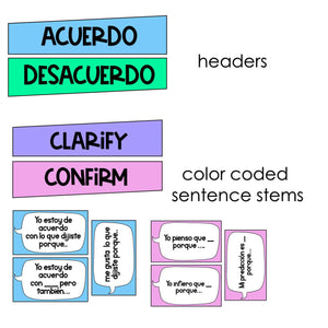 Accountable Talk - Bilingual Sentence Stems- in color and black and white