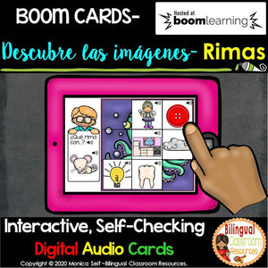 BOOM Cards Mystery Picture Rhymes in Spanish-Descubre las imágenes- Rimas