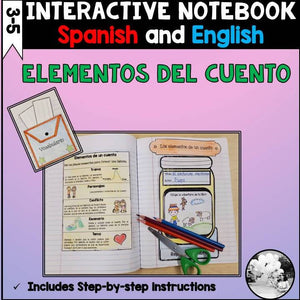 Story elements interactive notebook - Elementos del cuento - Spanish