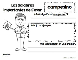 Cesar Chavez in Spanish (Actividades y escritura Cesar Chavez)