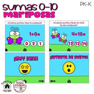 sumas 1-20 (contar y sumar) mariposas