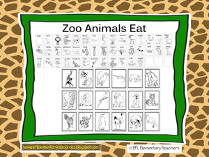 Zoo Animals Eat Cards and activity sheets
