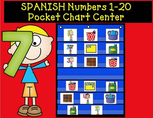 Spanish Numbers 1-20 Pocket Chart Center