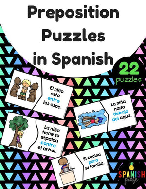 Preposition Puzzles in Spanish (Rompecabezas de preposiciones)