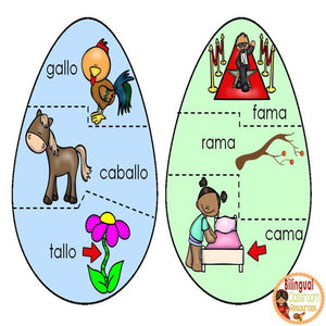 Easter Egg Rhyming Puzzles In Spanish