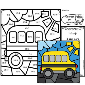 Spanish Back to School Color by Number Addition to 10 Back to School Color by Code Addition within 10 Morning Work Addition to 10 Worksheets