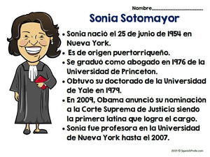 Sonia Sotomayor in Spanish (Actividades Sonia Sotomayor)