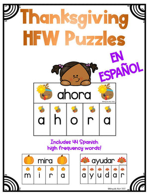 Thanksgiving High Frequency Word Puzzles - Palabras de uso frecuente