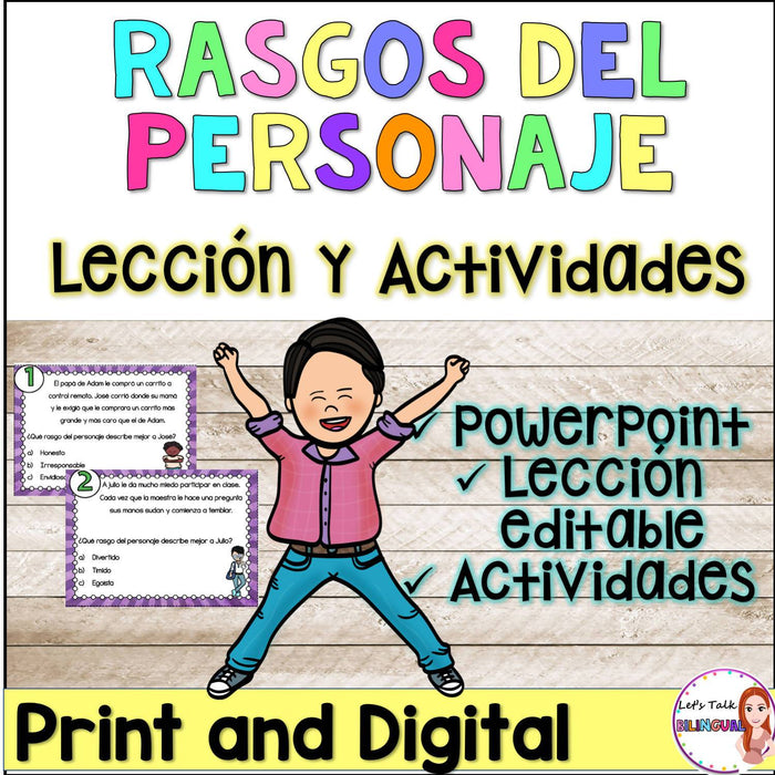 Character traits in Spanish - Rasgo del personaje -Google Classroom -Lesson plan