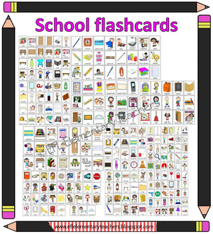 School Unit Flashcards for ELL