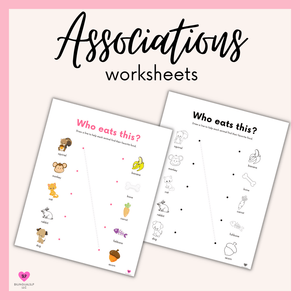Associations Worksheets: Answering WH Questions for Speech Therapy