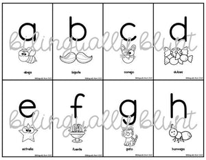 Spanish Alphabet Flashcards - Black and White