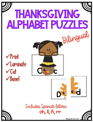 Thanksgiving Alphabet Puzzles - Spanish and English