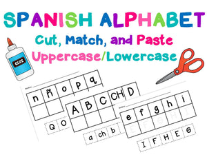 SPANISH ALPHABET Cut, Match, and Paste Uppercase/Lowercase
