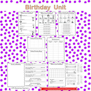 Birthday Unit -How old are you ? for Elementary ESL